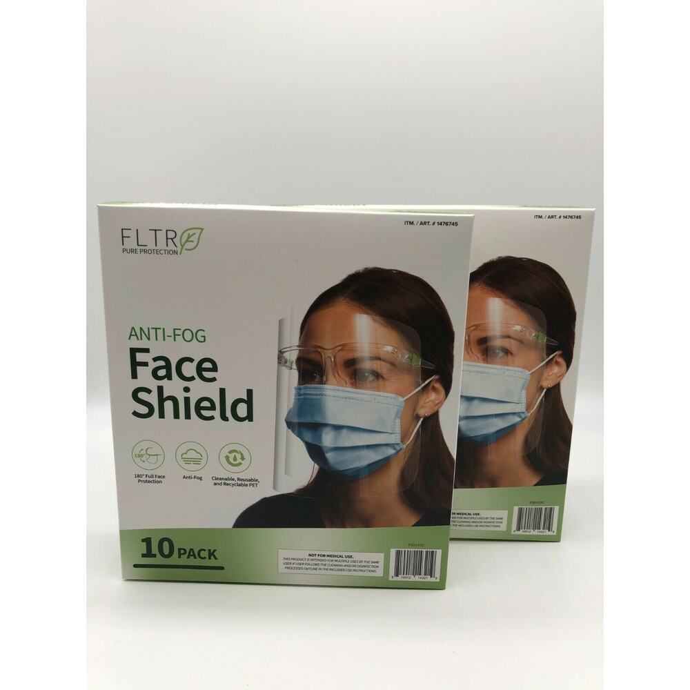 Face Shields 10-pack Barrier Comfort FLTR Pure Protection Anti-Fog Lot of 2 - Picture 3 of 7